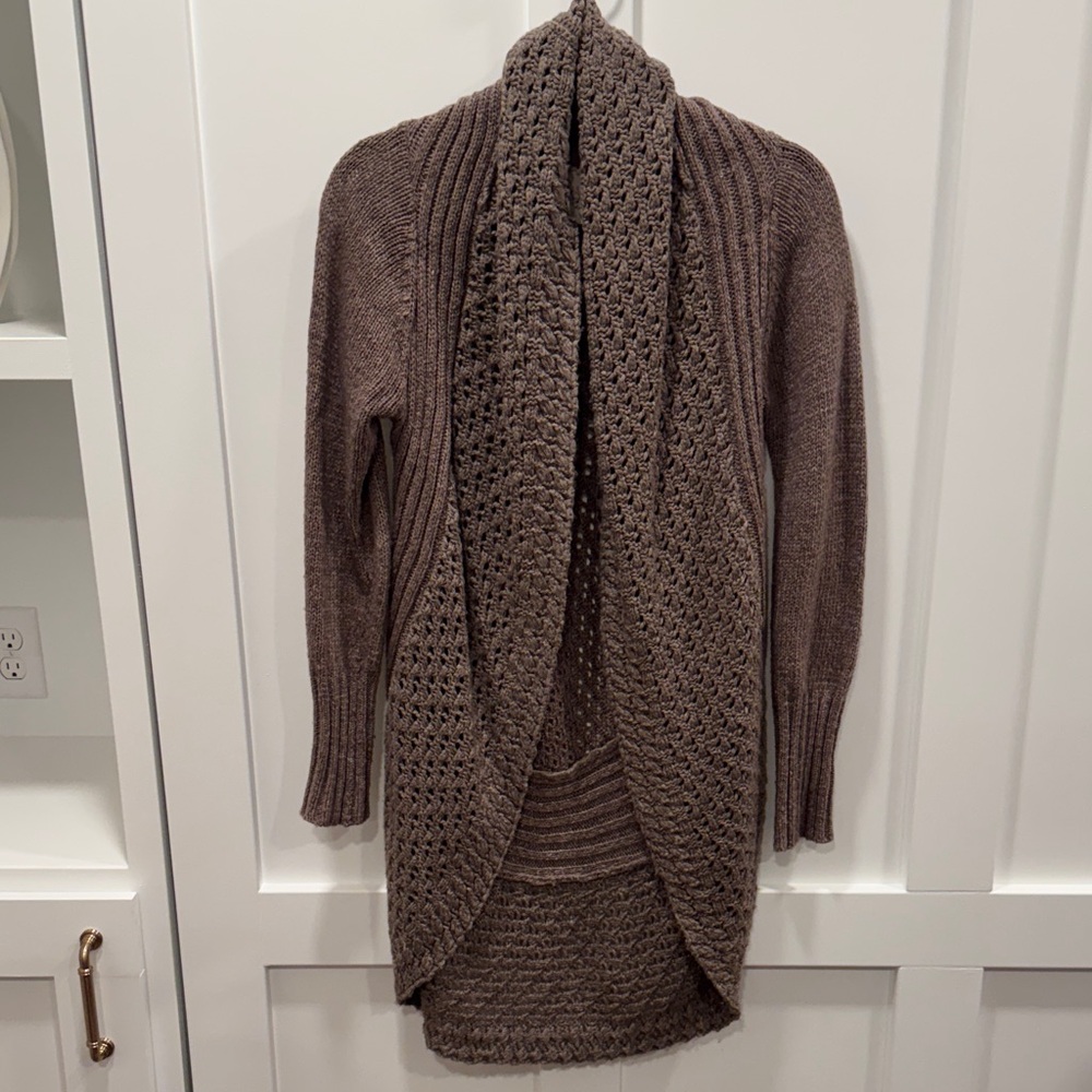Anthropologie Cozy Brown Open-Front Cardigan